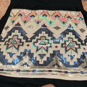 Express Tribal Sequin Mini Skirt
